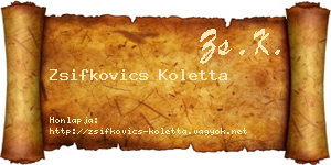 Zsifkovics Koletta névjegykártya